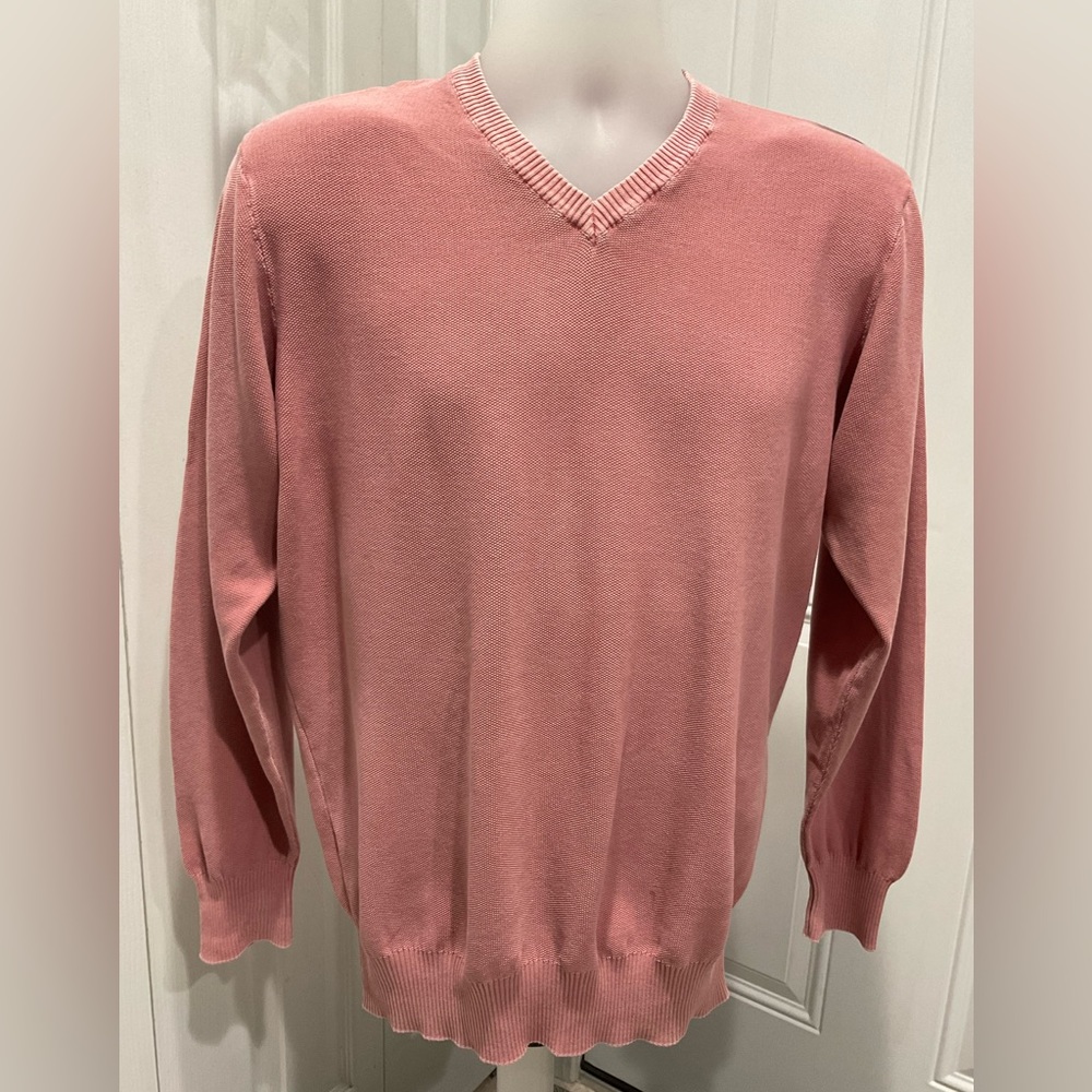 🌱Monteverdi Men’s 100% Cotton Thin V-Neck Sweater, Size M